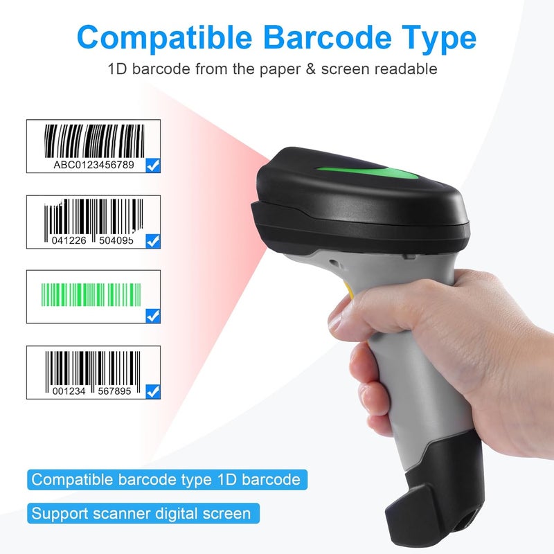 onewscan Barcode Scanner Wireless, 1D Barcode Reader with Stand, 2.4G Wireless & USB Wired Connection Plug and Play Handheld Bar Code Scanners - Image 2
